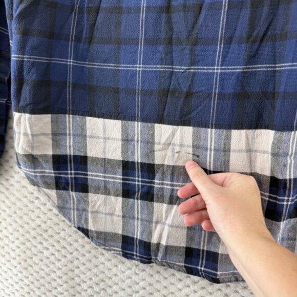 Rag & Bone Top Birdie Plaid Button Down Shirt Long Sleeve Blue Tan Gray Size LG - Picture 7 of 8
